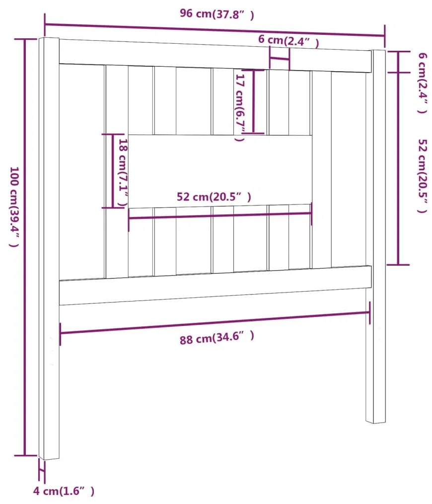 vidaXL Κεφαλάρι 96 x 4 x 100 εκ. από Μασίφ Ξύλο Πεύκου