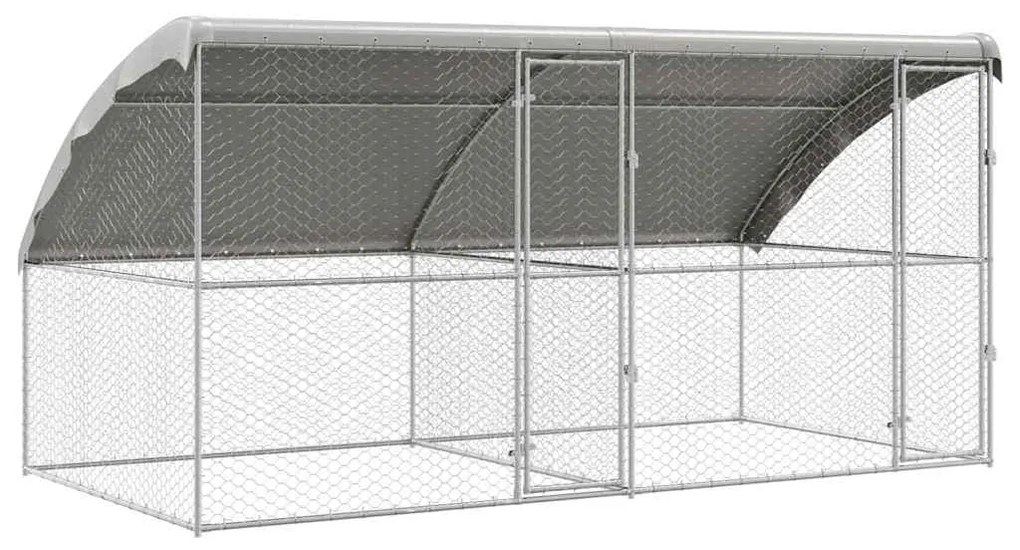 vidaXL Κλουβί Σκύλου με αποθήκευση 2 pcs Ασημί 4 x 2 x 2 m Ατσάλι