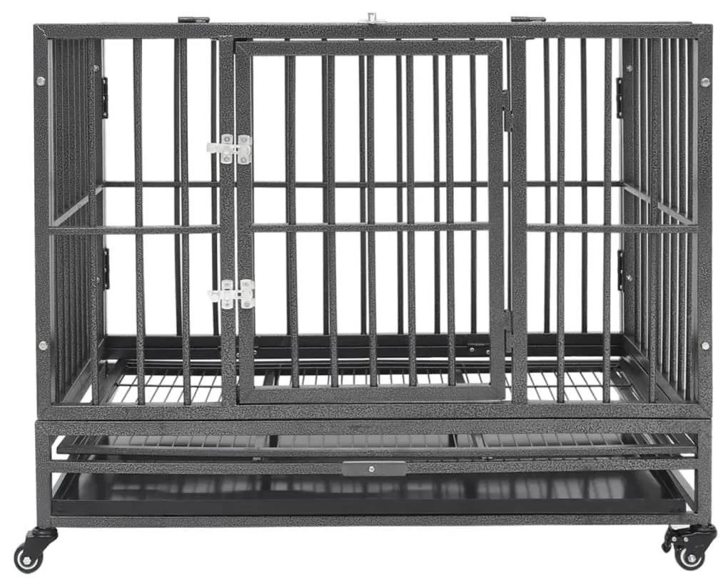Κλουβί Σκύλου με Τροχούς 102 x 72 x 85 εκ. Ατσάλινο - Μαύρο