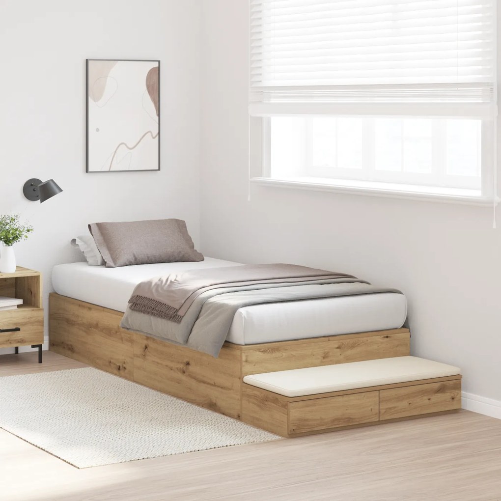 vidaXL Κρεβάτι αποθηκευτικού χώρου Artisan Oak 90x200 εκ.