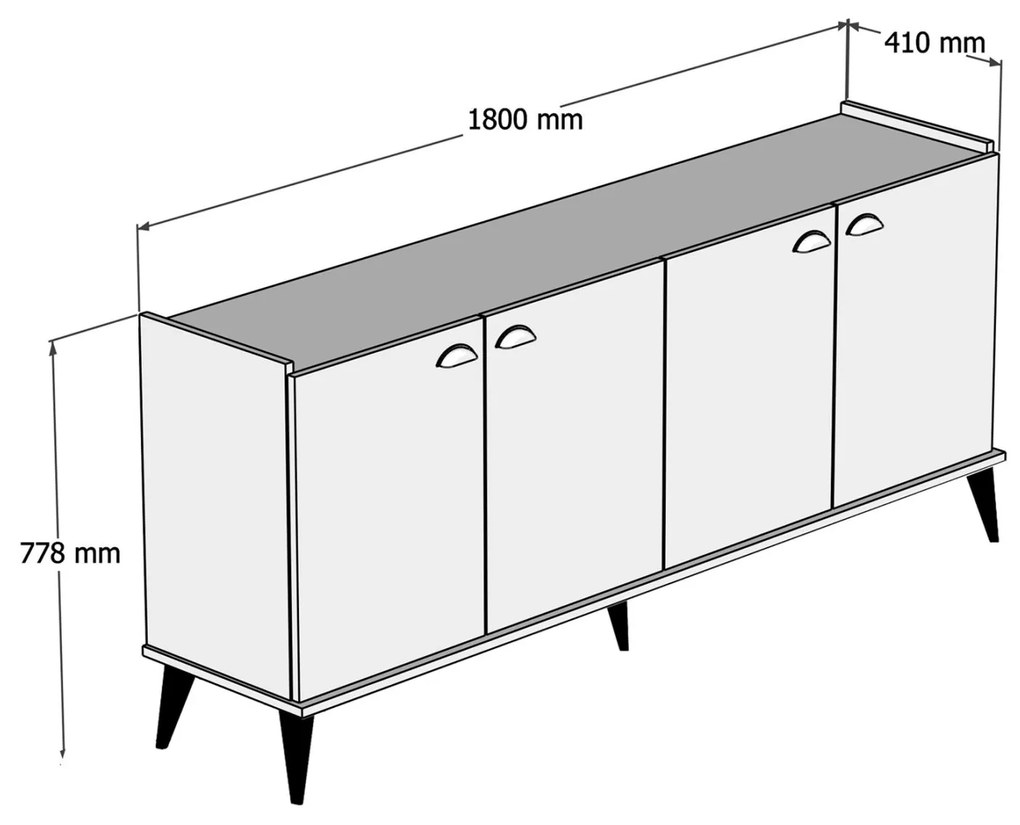 ΜΠΟΥΦΕΣ ΜΕΛΑΜΙΝΗΣ  NATURAL WOOD - ΜΑΥΡΟ ΜΑΡΜΑΡΟ 180x41x77,8Y εκ.