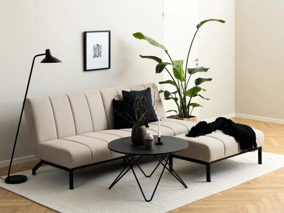 Καναπές κρεβάτι Oakland 1001, Beige, Μαύρο, 87x198x95cm, 44 kg, Πόδια: Μέταλλο | Epipla1.gr