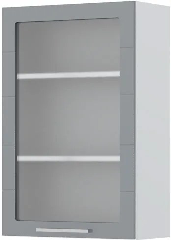 Ντουλάπι κρεμαστό Hudson V9-60-1KS με βιτρίνα-Λευκό - Γκρι - 60.00Χ32.00Χ91.00cm