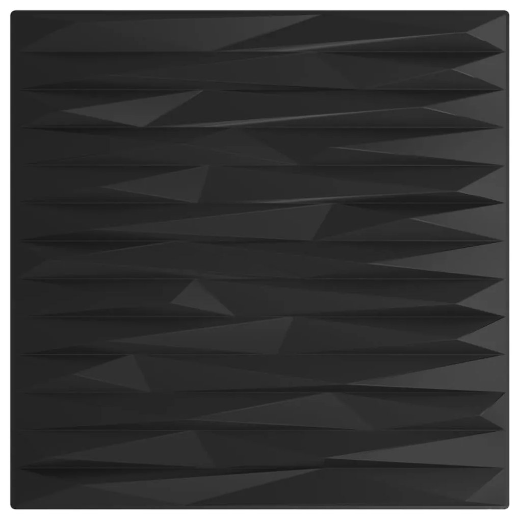 vidaXL Πάνελ Τοίχου 12 τεμ. Μαύρα Σχέδιο Πέτρα 50 x 50 εκ. 3 μ² EPS