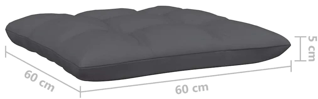 vidaXL Υποπόδιο Κήπου Μαύρο από Μασίφ Ξύλο Πεύκου με Ανθρακί Μαξιλάρι