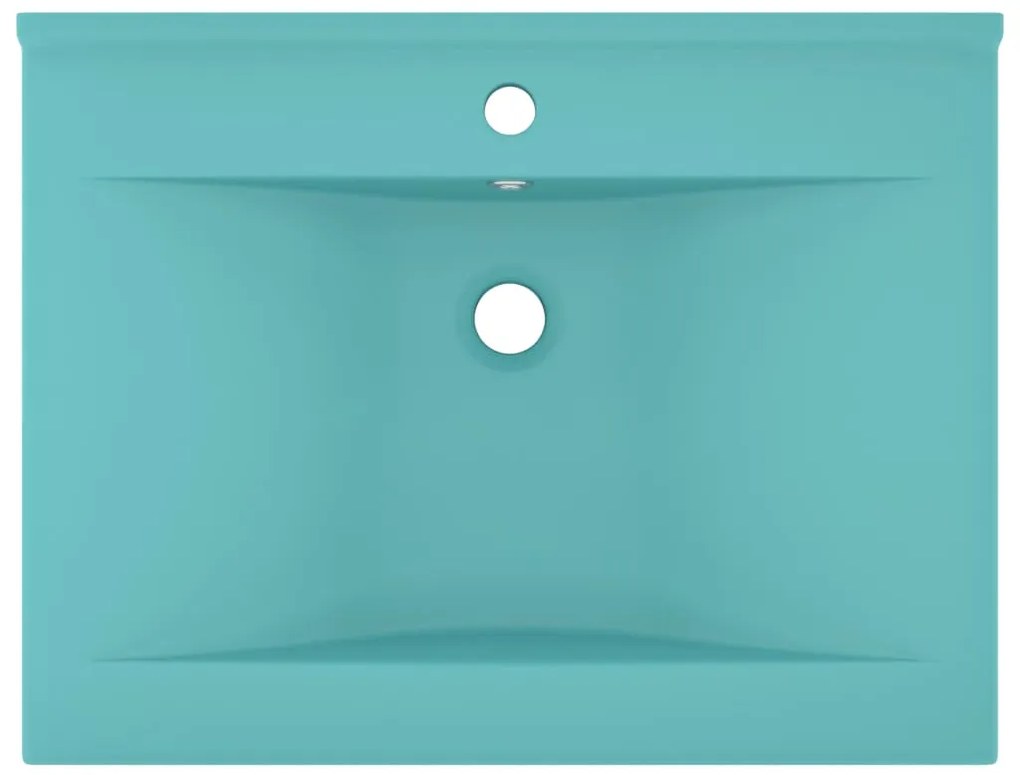 vidaXL Νιπτήρας με Οπή Βρύσης Ανοιχτό Πράσινο Ματ 60x46 εκ. Κεραμικός