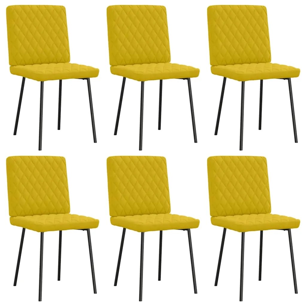 vidaXL Καρέκλες Τραπεζαρίας 6 τεμ. Κίτρινες Βελούδινες