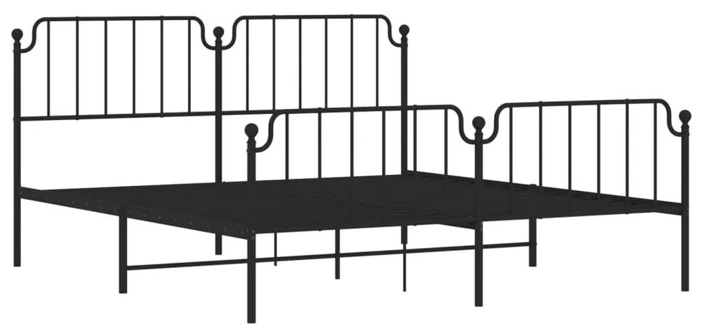 Πλαίσιο Κρεβατιού με Κεφαλάρι/Ποδαρικό Μαύρο 183x213εκ. Μέταλλο - Μαύρο