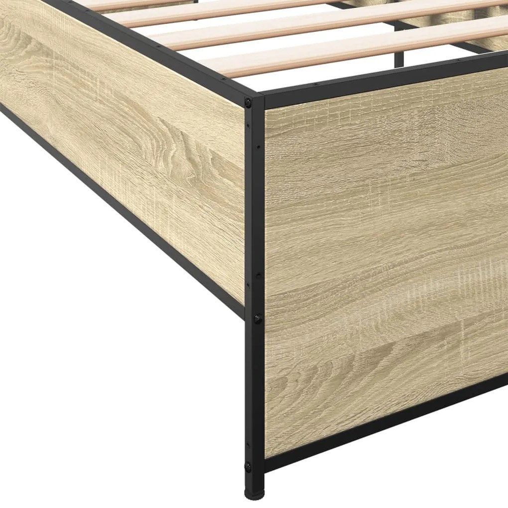 vidaXL Πλαίσιο Κρεβατιού Sonoma Δρυς 100x200 εκ. Επεξ. Ξύλο &amp; Μέταλλο