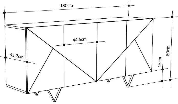 Μπουφές Jakomen Megapap χρώμα ανοιχτό καρυδί 180x41,7x80εκ.