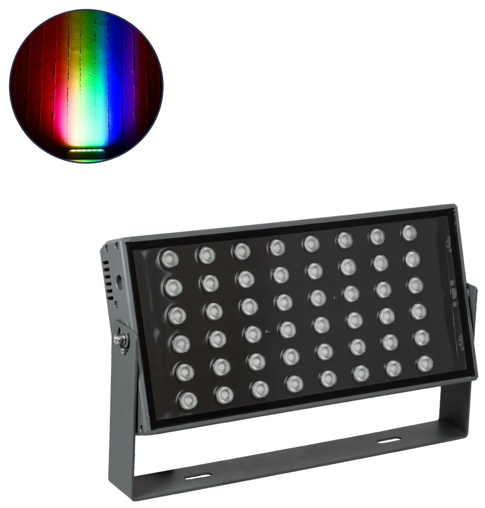 90559 GloboStar® GLOBOSTAR® FLOOD-ZANA 90559 Προβολέας Σποτ Wall Washer LED 100W 8500lm 30° DC 24V Αδιάβροχο IP65 RGBW DMX512 Dimmable - Γκρι Ανθρακί - Μ45.5 x Π28 x Υ10cm - 3 Χρόνια Εγγύηση