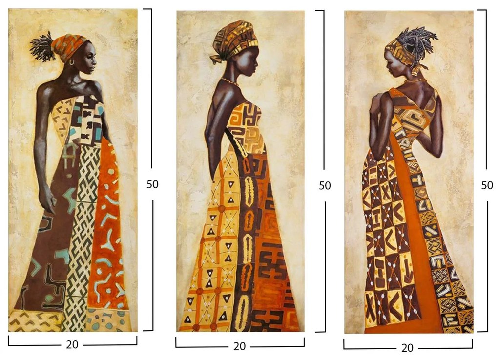 ΠΙΝΑΚΑΣ ΤΡΙΠΤΥΧΟ MDF AFRICAN STYLE WOMEN  60X0,3X50 εκ.