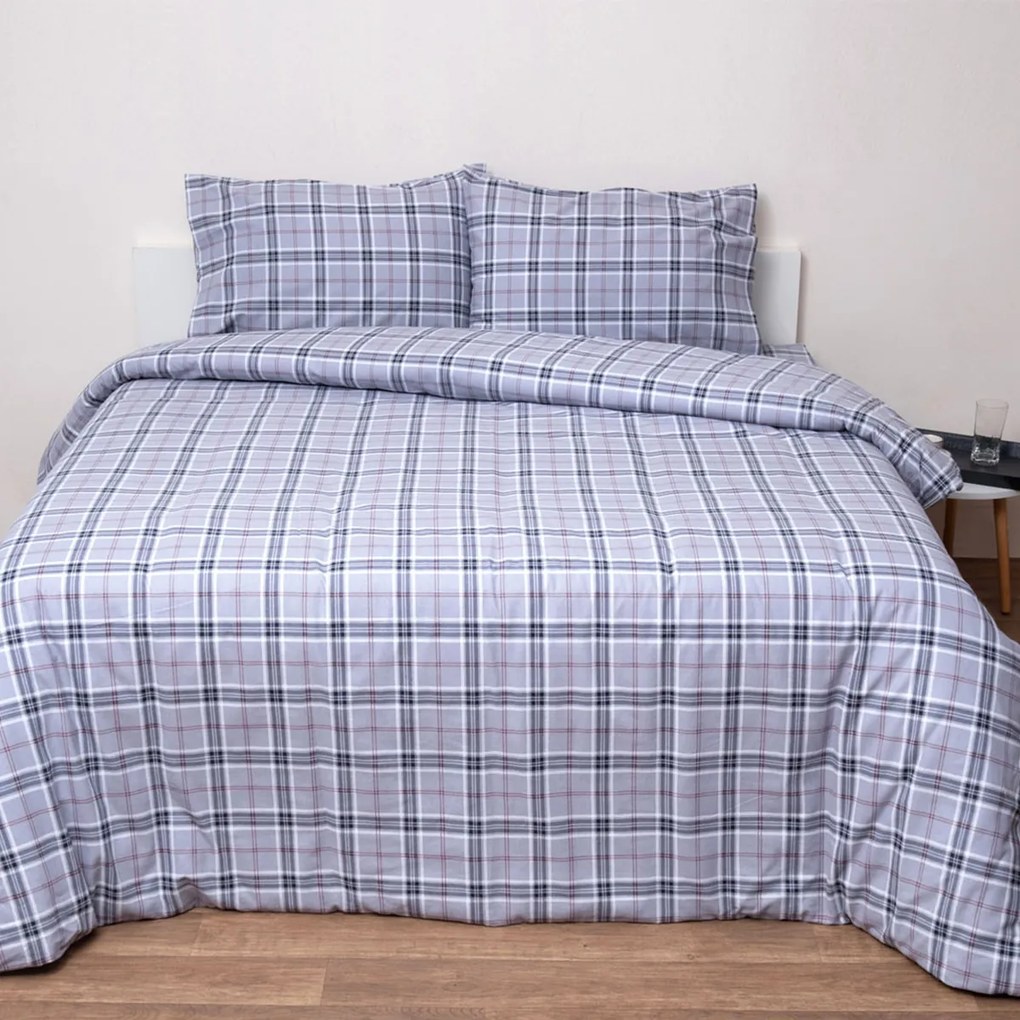Φανελένια Σεντόνια Μονά (Σετ) Viopros Flannels 2548 Γκρι Γκρι,Γαλάζιο ΧΩΡΙΣ ΛΑΣΤΙΧΟ 165x270