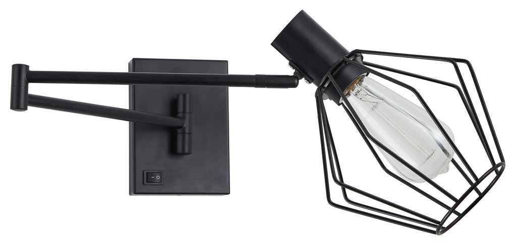 Φωτιστικό Τοίχου - Απλίκα SE21-BL-52-GR1 ADEPT WALL LAMP Black Wall Lamp with Switcher and Black Metal Grid+ - 77-8381 - 51W - 100W - 77-8381