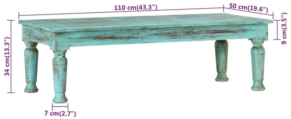 vidaXL Τραπεζάκι Σαλονιού 110 x 5 x 34 εκ. από Μασίφ Ανακυκλωμένο Ξύλο