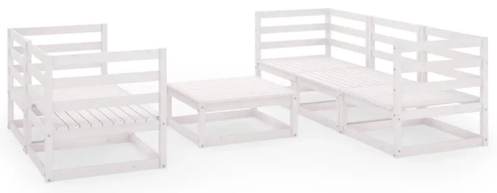 vidaXL Σαλόνι Κήπου Σετ 6 Τεμαχίων Λευκό από Μασίφ Ξύλο Πεύκου