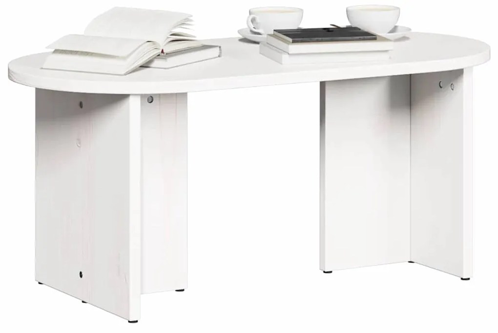 vidaXL Τραπεζάκι σαλονιού Λευκό 80 x 39.5 x 35 εκ. Μασίφ ξύλο πεύκου