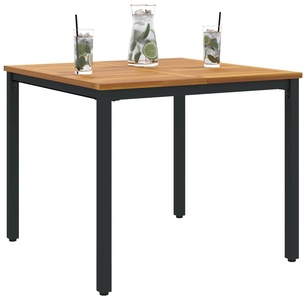 vidaXL Υπαίθρια Τραπέζια Φυσικό και μαύρο 90 x 90 x 75 cm