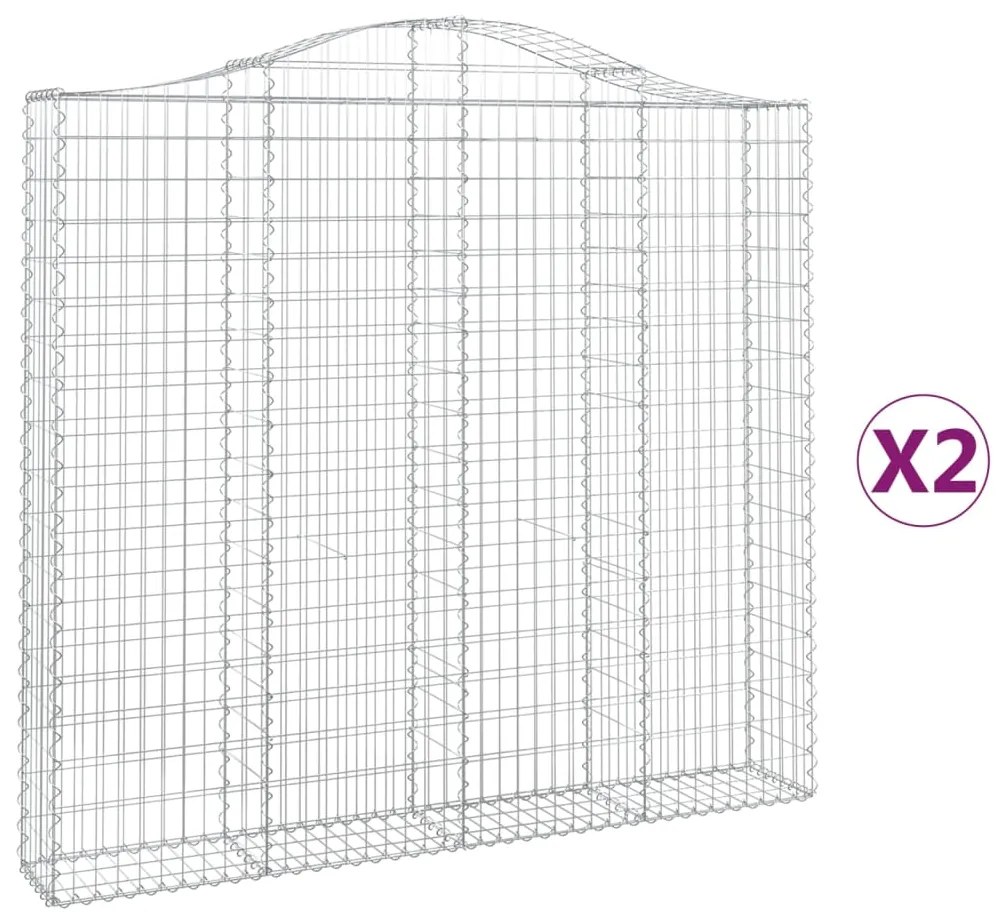 vidaXL Συρματοκιβώτια Τοξωτά 2 τεμ. 200x30x180/200 εκ. Γαλβαν. Ατσάλι