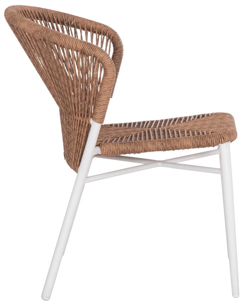 Καρέκλα LYNN C6267.02 Αλουμινίου Λευκή με P.E. Rattan Φυσικό 57x61x79Υ εκ. 57x61x79 εκ.
