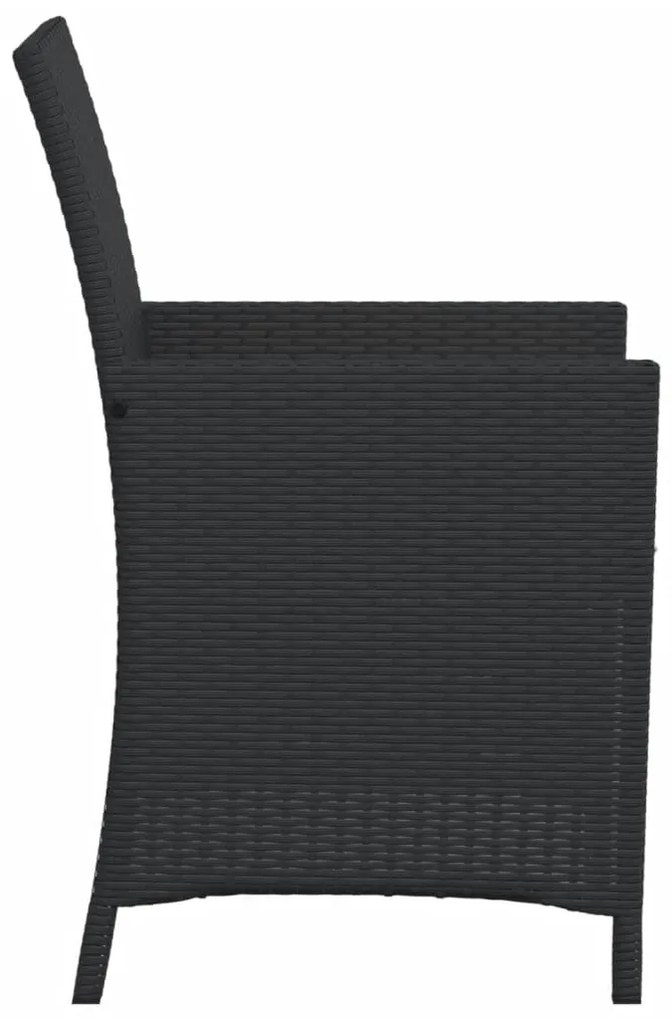 vidaXL Σετ Επίπλων Bistro 3 τεμ. Μαύρο Συνθετ. Ρατάν με Μαξιλάρια