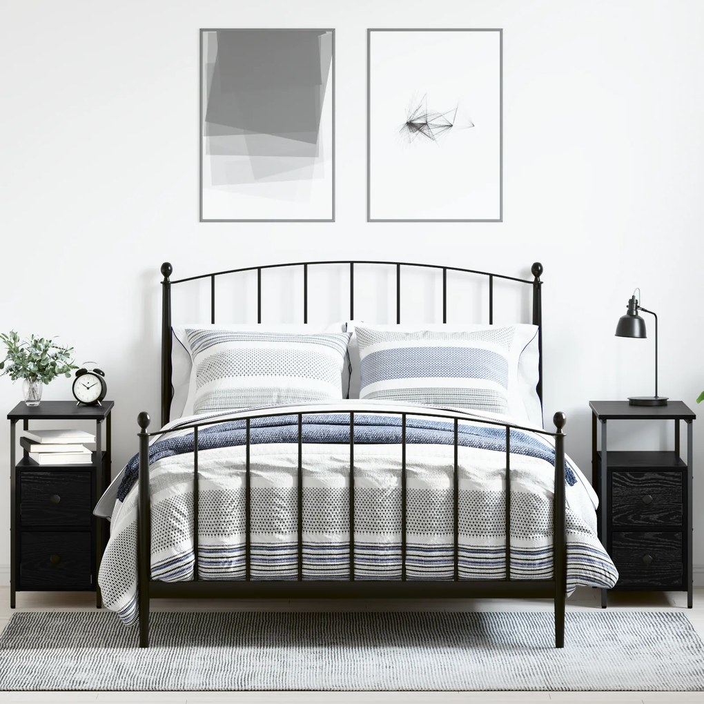 vidaXL Κομοδίνο με συρτάρι 2 pcs Μαύρη δρυς 30 x 60 x 60 εκ.