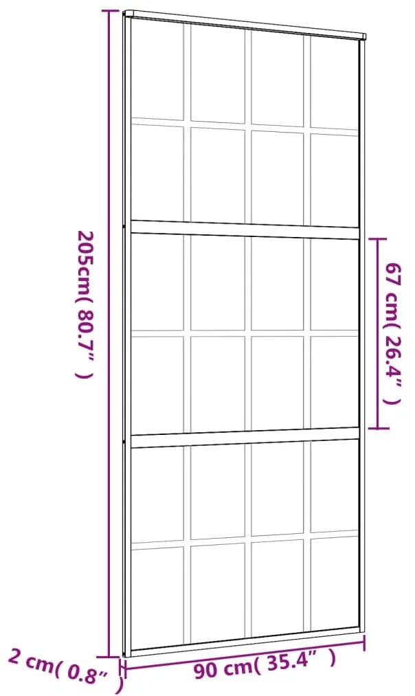 Συρόμενη Πόρτα Χρυσή 90x205 εκ. Αμμοβολή ESG Γυαλί/Αλουμίνιο - Χρυσό