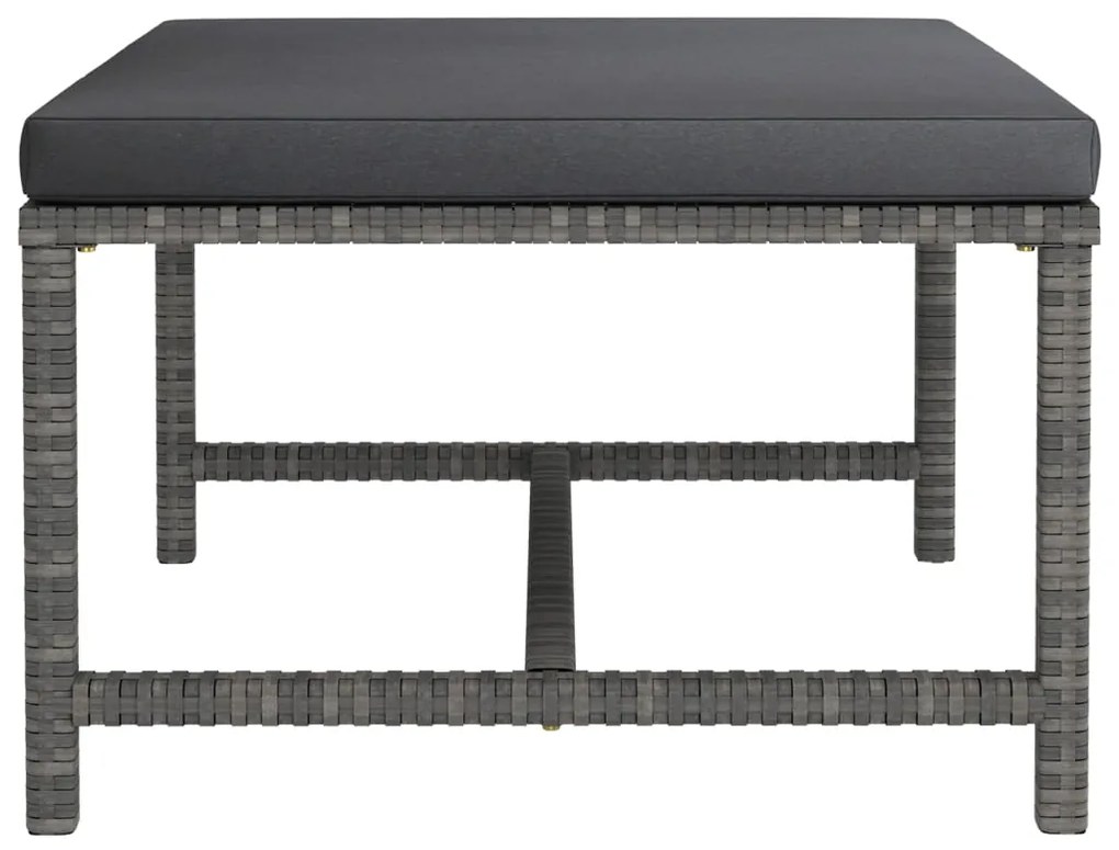 vidaXL Υποπόδιο Τμηματικό Γκρι από Συνθετικό Ρατάν με Μαξιλάρι