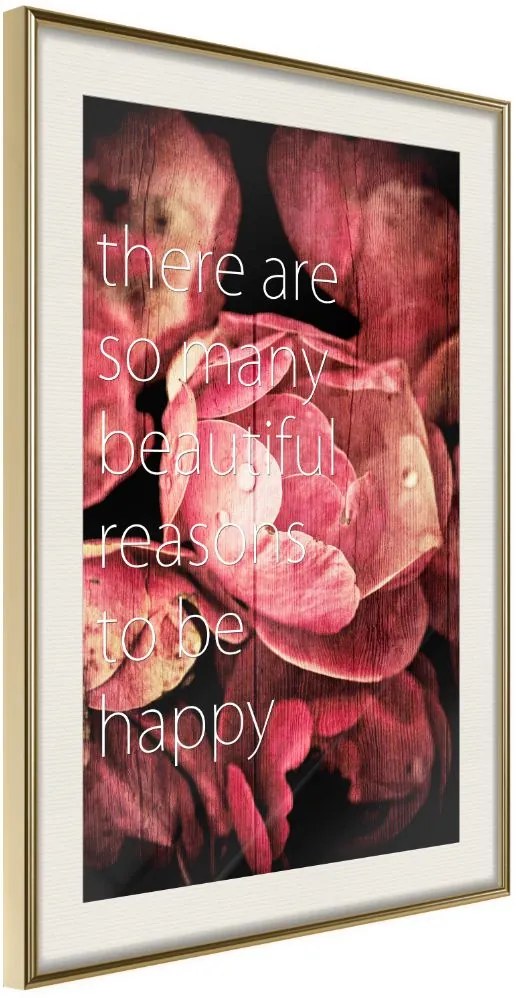 Αφίσα - Many Reasons to Be Happy - 20x30 - Χρυσό - Με πασπαρτού