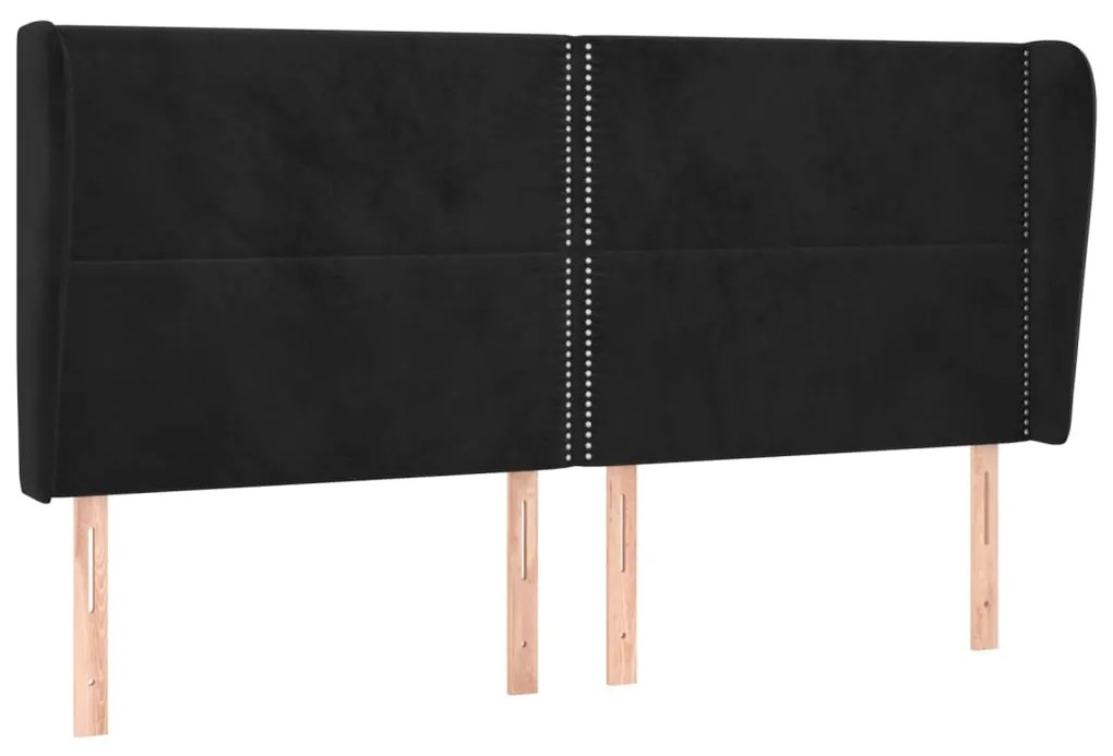 Κεφαλάρι με Πτερύγια Μαύρο 203x23x118/128 εκ. Βελούδινο 3117884