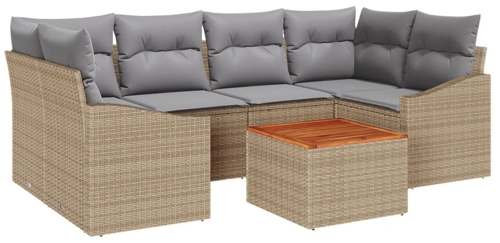 vidaXL Σετ Σαλονιού Κήπου 7 pcs Μπεζ, ανοιχτό γκρι 55 x 55 x 37 εκ