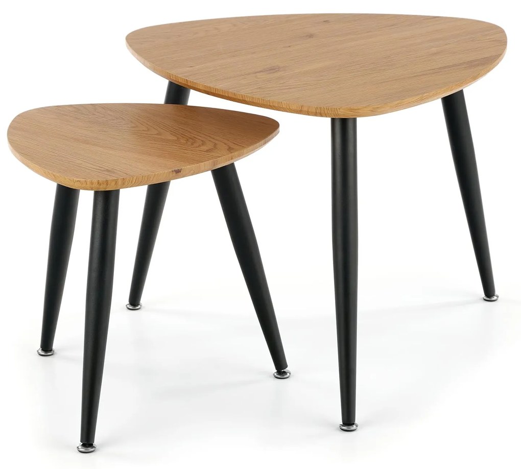 NICEA 2, set of two coffee tables, color: golden oak / black DIOMMI V-CH-NICEA_2-LAW