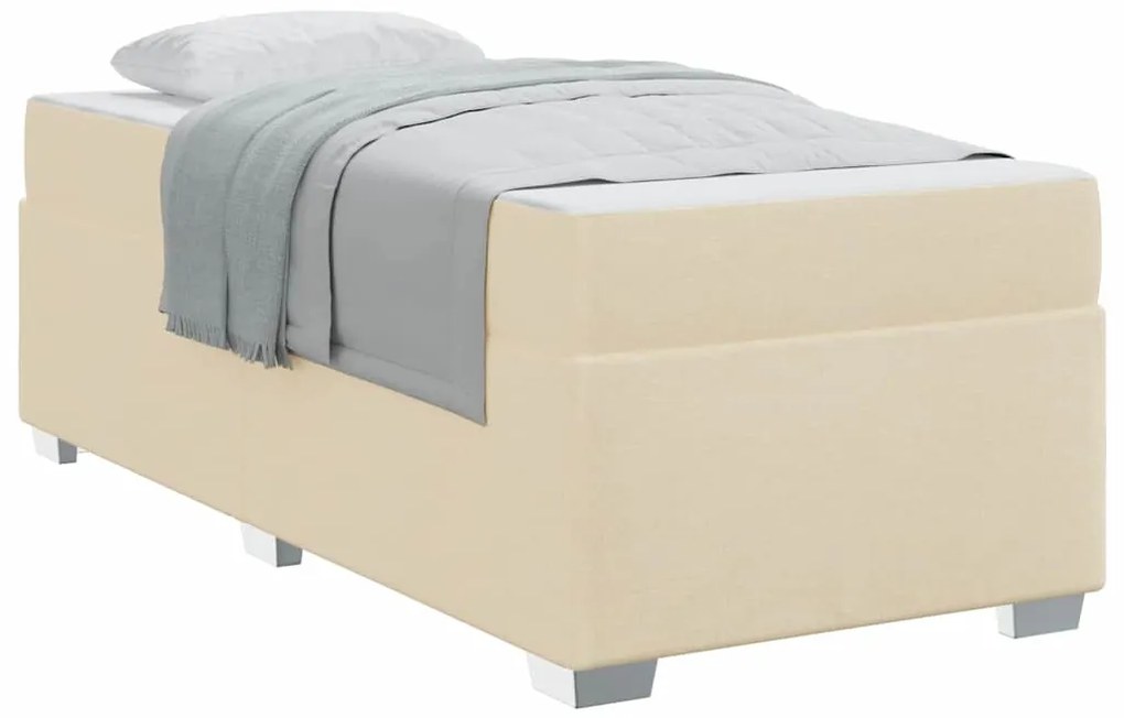 vidaXL Σκελετός Κρεβατιού με στρώμα Κρεμ 100 x 200 cm ύφασμα