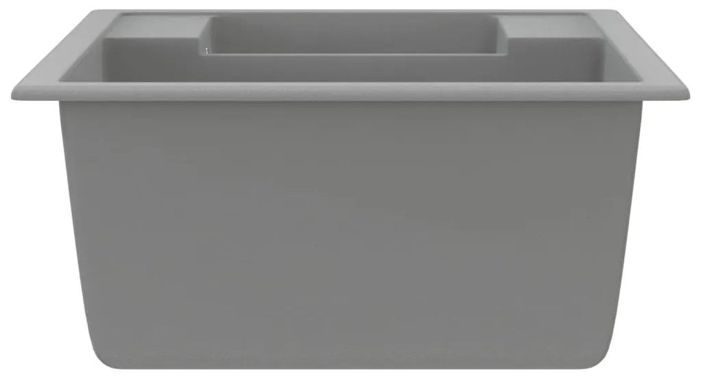 vidaXL Νεροχύτης με Δύο Γούρνες & Οπή Υπερχείλισης Γκρι Γρανιτένιος