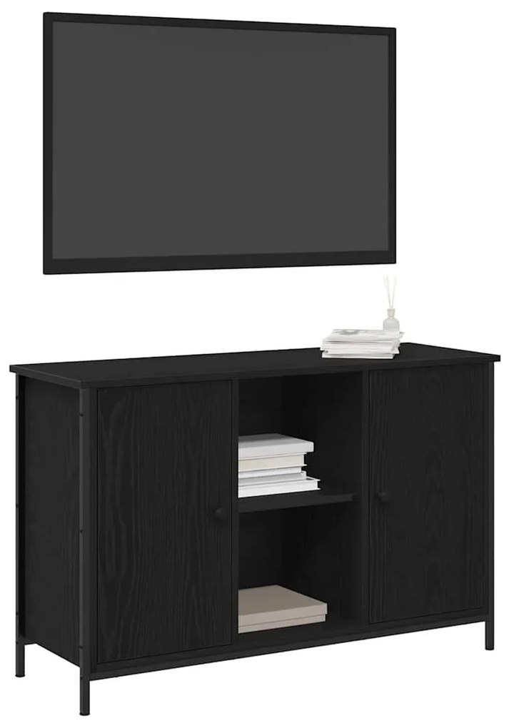 vidaXL Ντουλάπι TV Μαύρη δρυς 101 x 35 x 65 εκ Επεξεργασμένο ξύλο