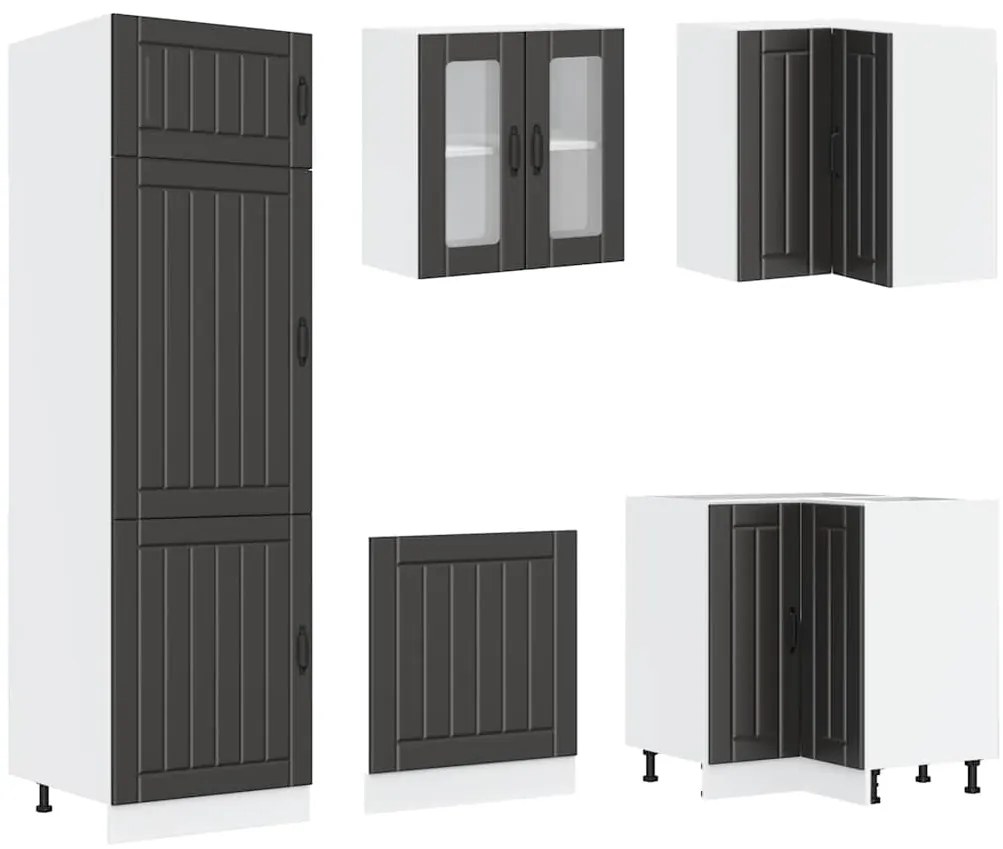 vidaXL 14 Piece Kitchen Cabinet Set "Lucca" Μαύρο κατασκευασμένο ξύλο