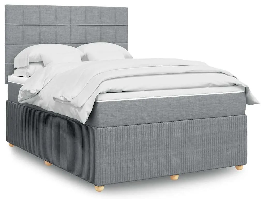 vidaXL Κρεβάτι Boxspring με Στρώμα Ανοιχτό Γκρι 140x200 εκ. Υφασμάτινο