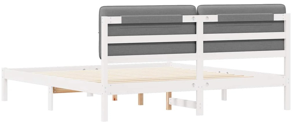 vidaXL Σκελετός Κρεβατιού με Επενδεδυμένο Κεφαλάρι Ανοιχτό γκρι