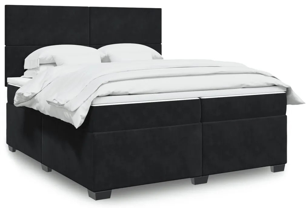 vidaXL Κρεβάτι Boxspring με Στρώμα Μαύρο 200x200 εκ. Βελούδινο