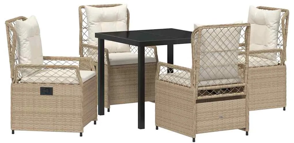 vidaXL Σέτ φαγητού για κήπο 5 pcs Μπεζ και Κρέμ συνθετικό ρατάν