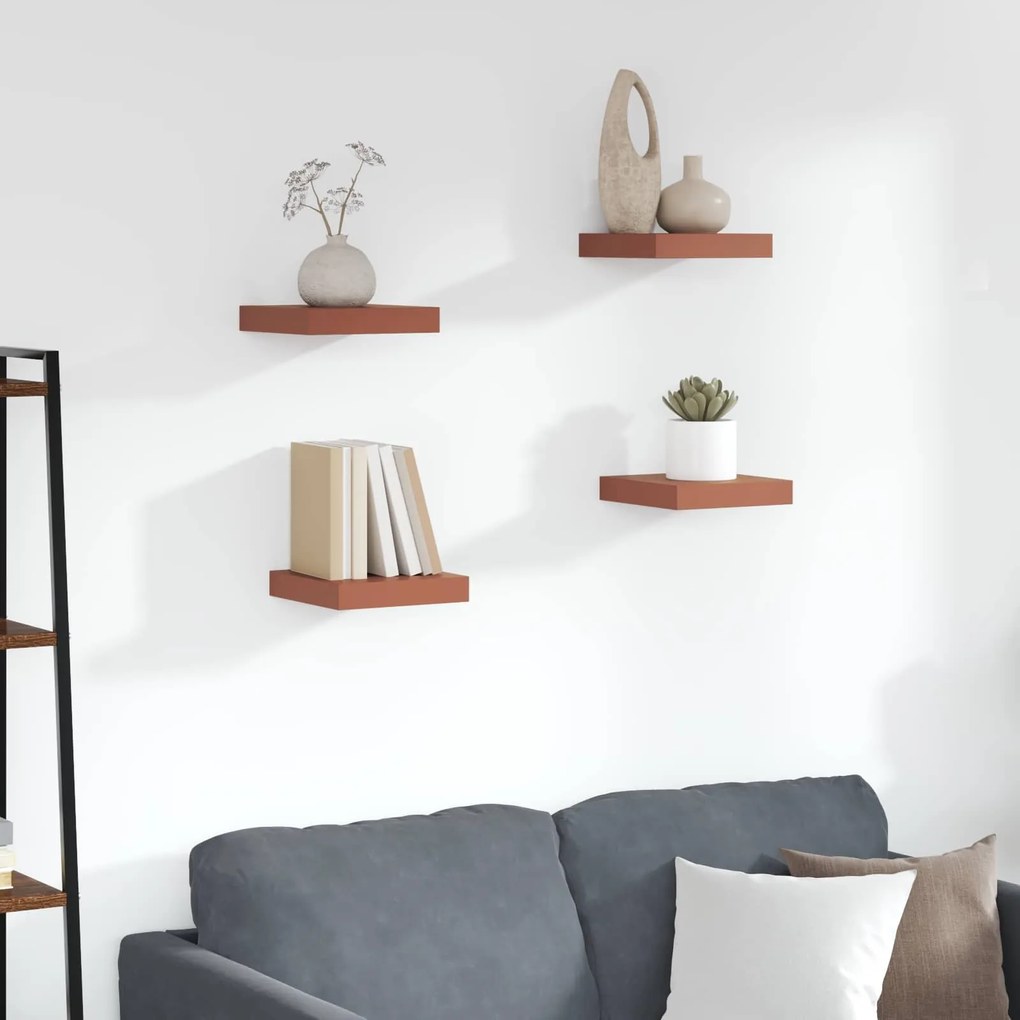 vidaXL Ράφι Τοίχου 4 pcs Κόκκινο 23 x 23,5 x 4 εκ Επεξεργασμένο ξύλο