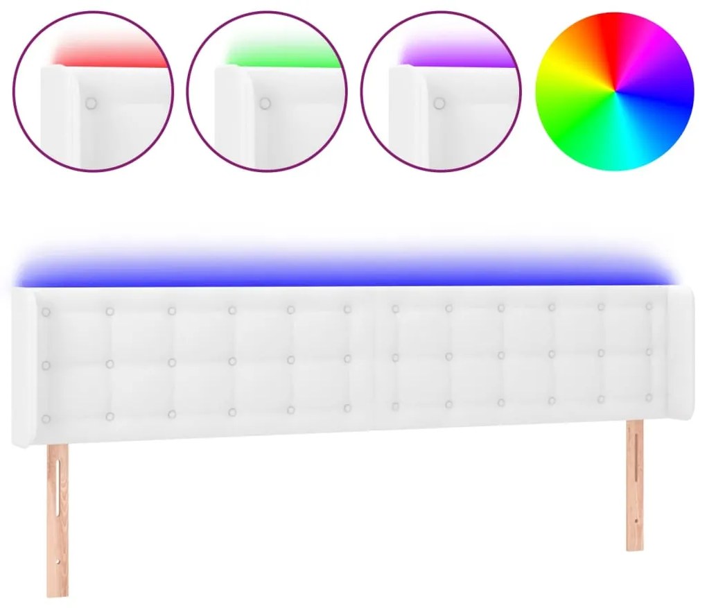 Κεφαλάρι Κρεβατιού LED Λευκό 203x16x78/88 εκ. Συνθετ. Δέρμα 3123345