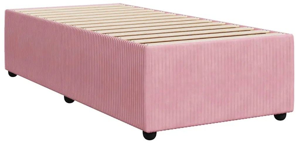 vidaXL Κρεβάτι Boxspring με Στρώμα Ροζ 90x200 εκ. Βελούδινο