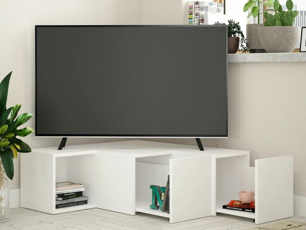 Τραπέζι Tv Ashburn 104, Άσπρο, Με συρτάρια, 90x32x92cm