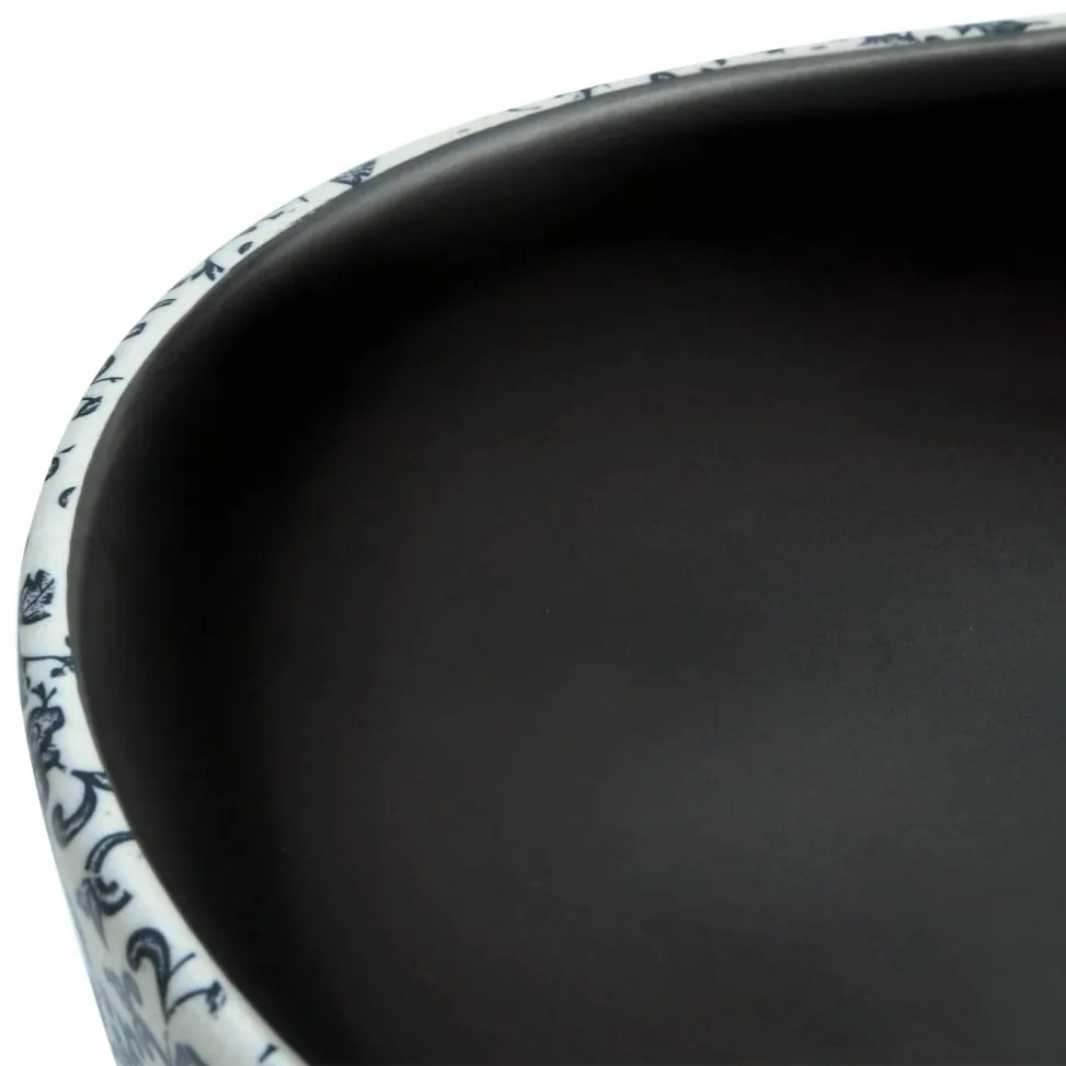 vidaXL Νιπτήρας Οβάλ Μαύρος και Μπλε 47x33x13 εκ. Κεραμικός