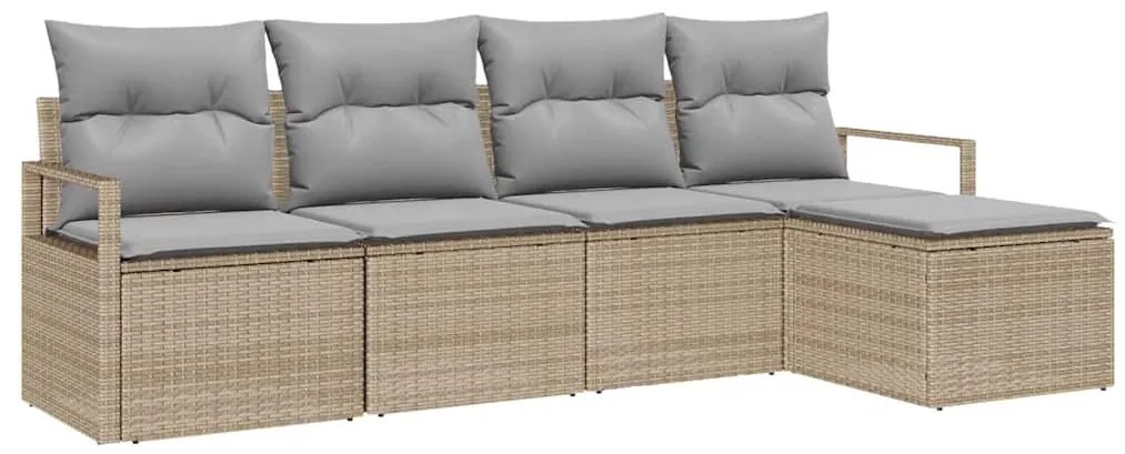 vidaXL Σετ Καναπέ Κήπου 5 pcs Μπεζ Πολυ ράταν
