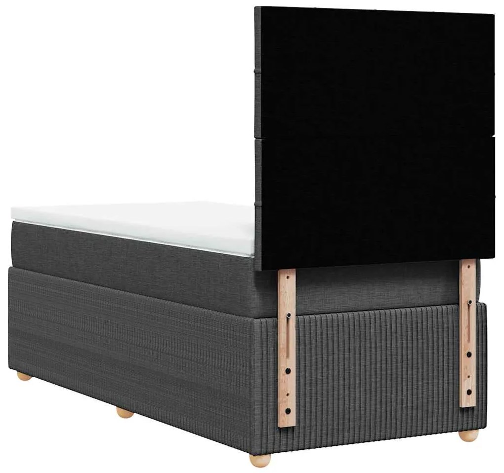 vidaXL Κρεβάτι Boxspring με Στρώμα Σκούρο Γκρι 90x200 εκ. Υφασμάτινο