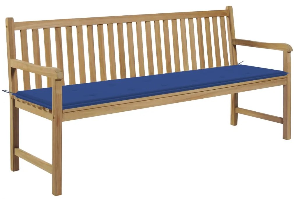vidaXL Παγκάκι Κήπου 175 εκ. από Μασίφ Ξύλο Teak με Μπλε Ρουά Μαξιλάρι