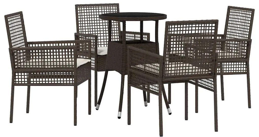 vidaXL Σέτ φαγητού για κήπο 5 pcs Καφέ Πολυ ράταν