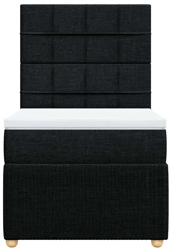 vidaXL Κρεβάτι Boxspring με Στρώμα Μαύρο 90x200 εκ. Υφασμάτινο
